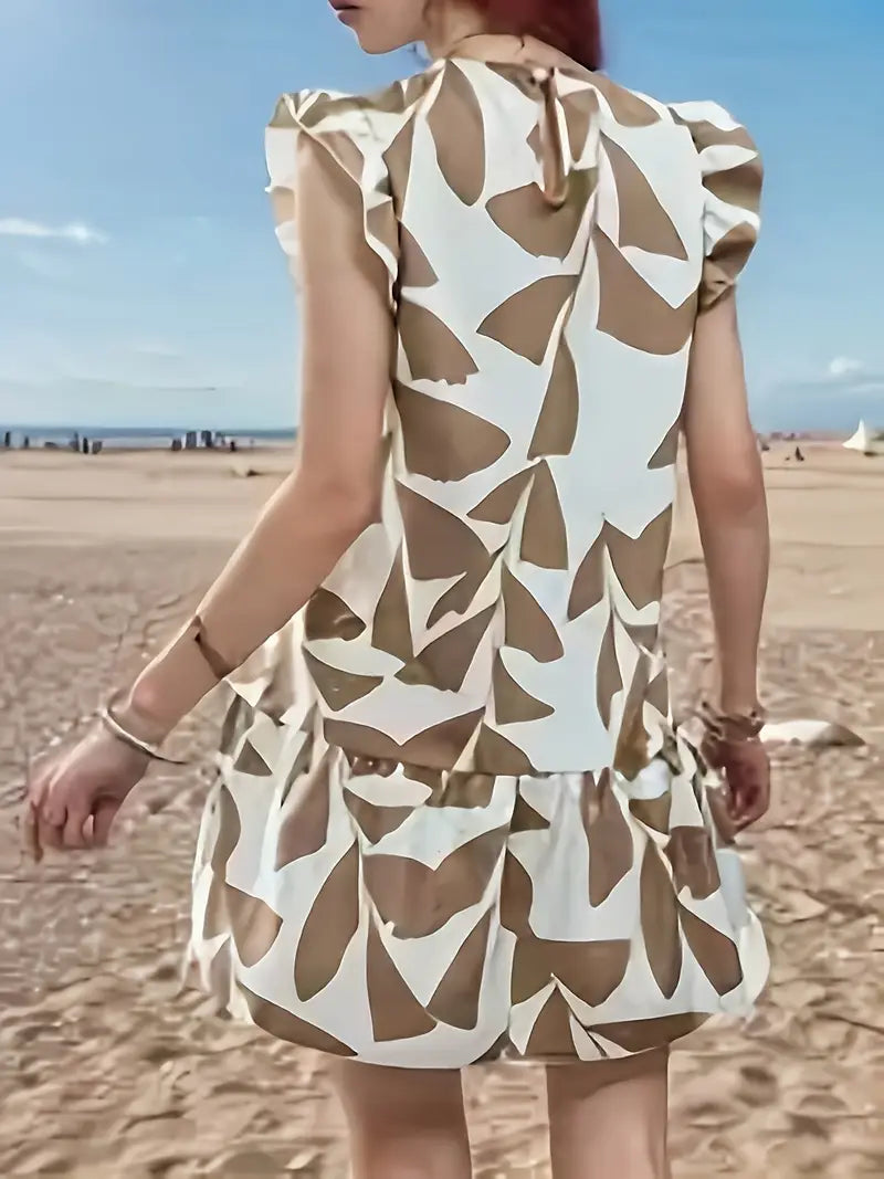 MC | Printed dress with ruffled sleeves