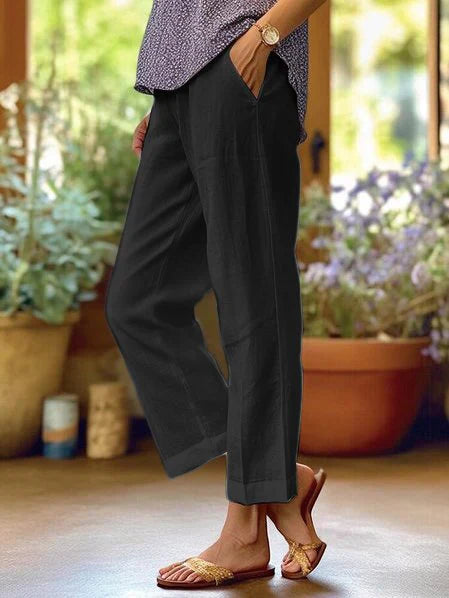 MC | Cotton and linen trousers, single-colored