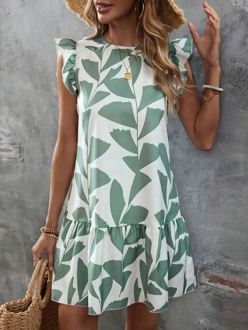 MC | Printed dress with ruffled sleeves