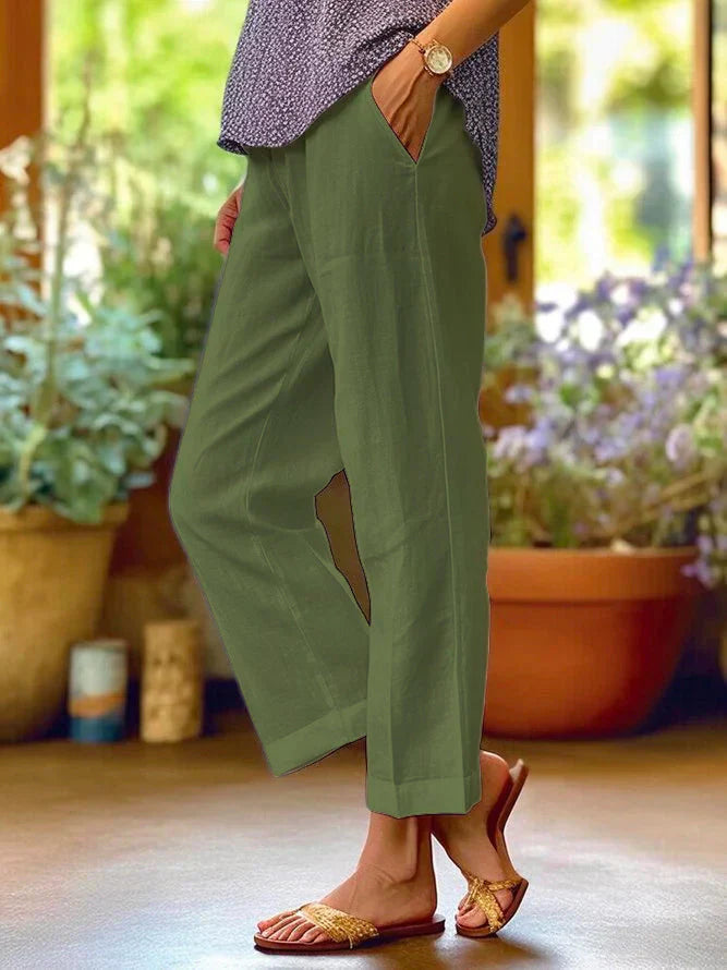 MC | Cotton and linen trousers, single-colored