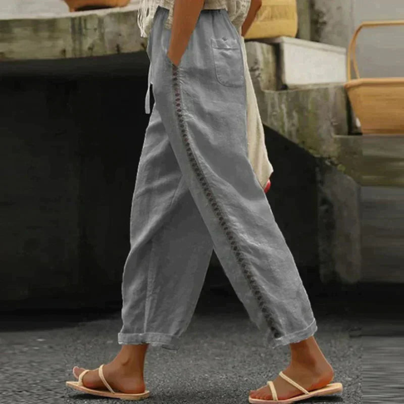 MC | Cotton and linen trousers, single-colored