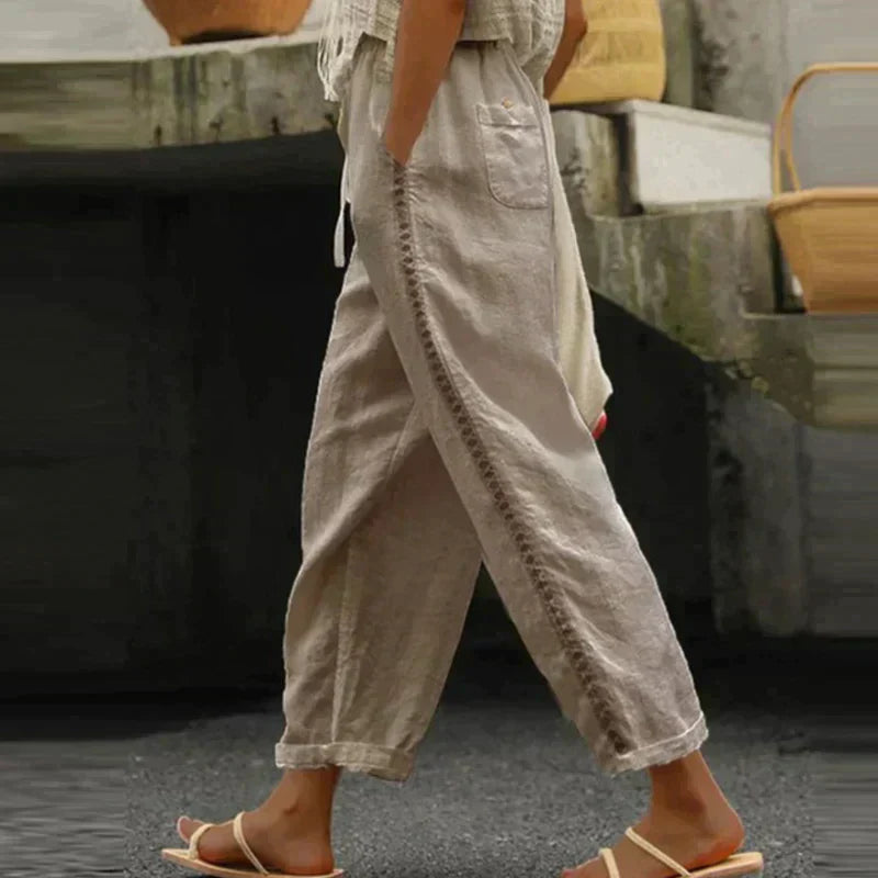 MC | Cotton and linen trousers, single-colored
