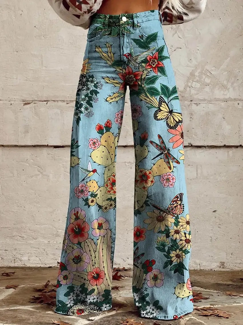 MC | Wide trousers with colorful print
