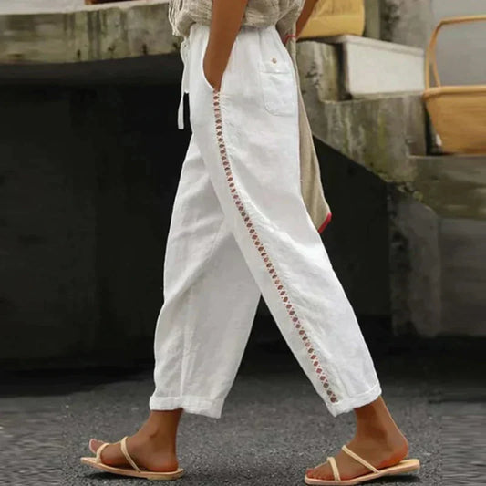 MC | Cotton and linen trousers, single-colored