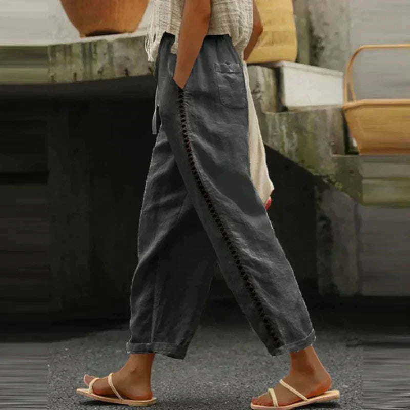 MC | Cotton and linen trousers, single-colored