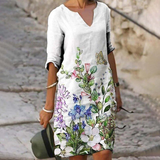 MC | Dress with V-neck and half sleeves