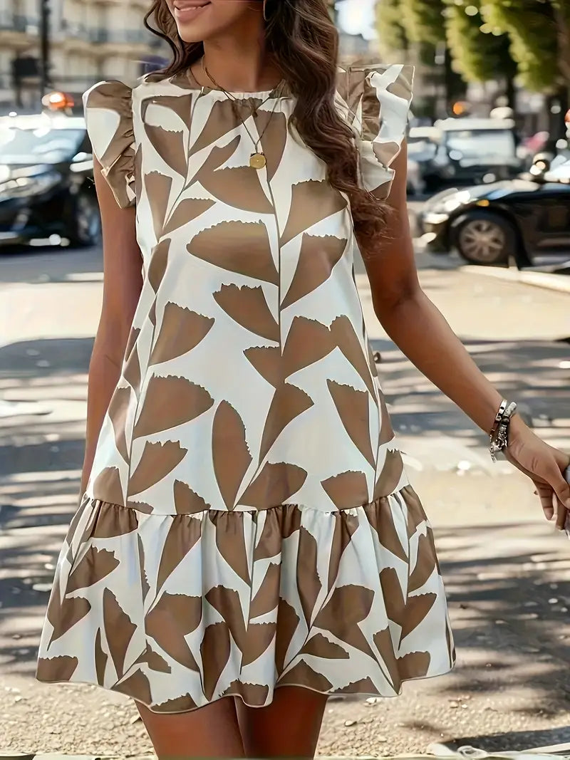 MC | Printed dress with ruffled sleeves